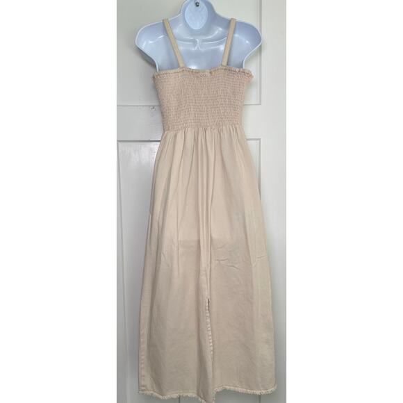 Sincerely Jules Off White Cream Denim Midi Dress Size MEDIUM - Picture 2 of 10